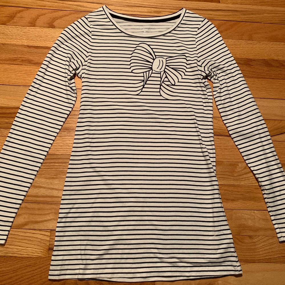 The Limited Black and White Striped Bow Tee
